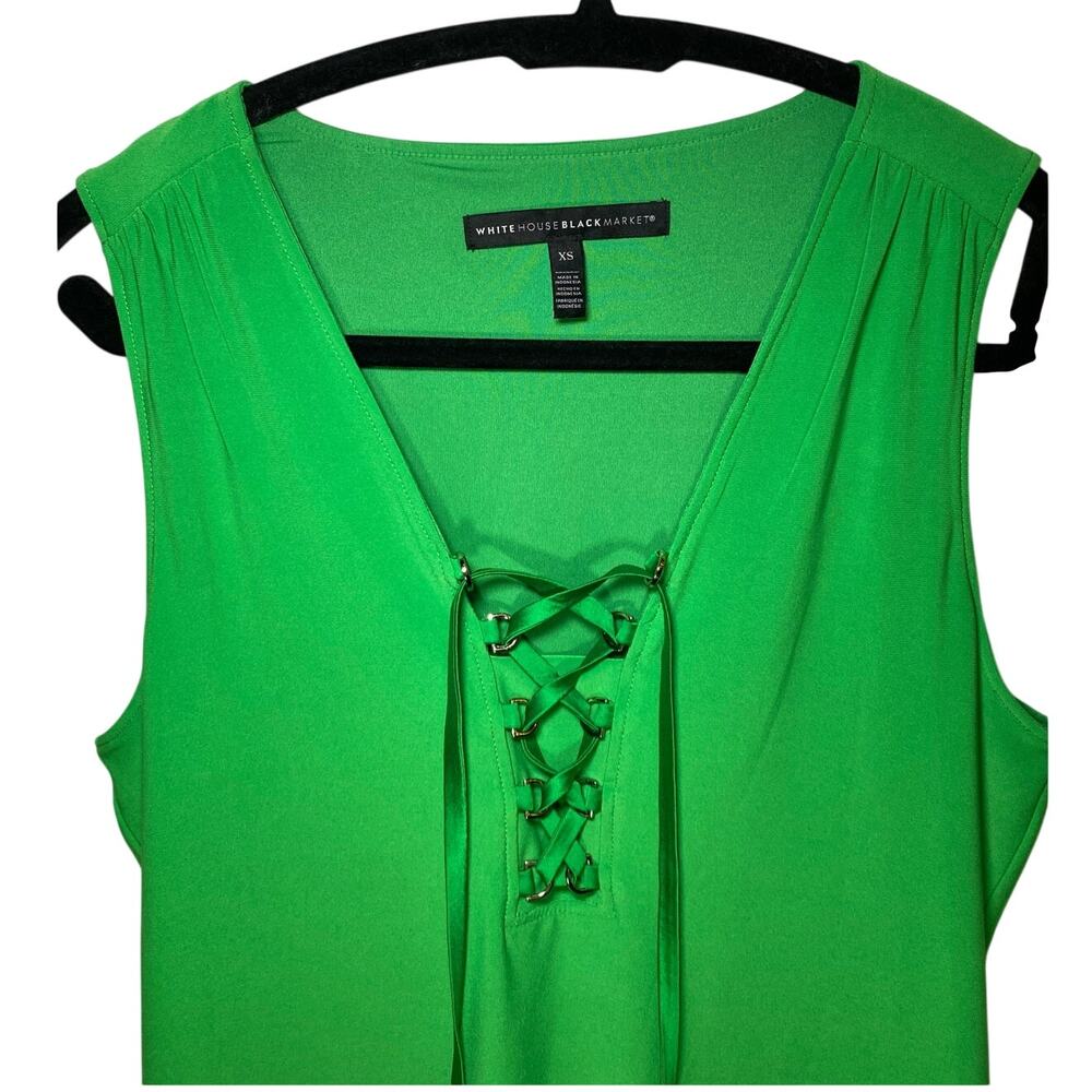 Bright Green - Adjustable Tie Front - Tank Top Blouse XS